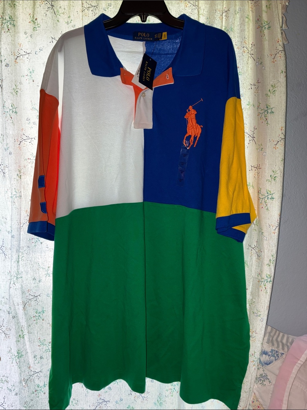 NWT Polo by Ralph Lauren Blue, Green, White & Yellow Colorblock Polo 4XLT